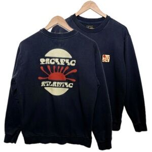 Dark Seas Sun Embroidered Sweatshirt Mens Size Small Navy Pacific Atlantic Logo